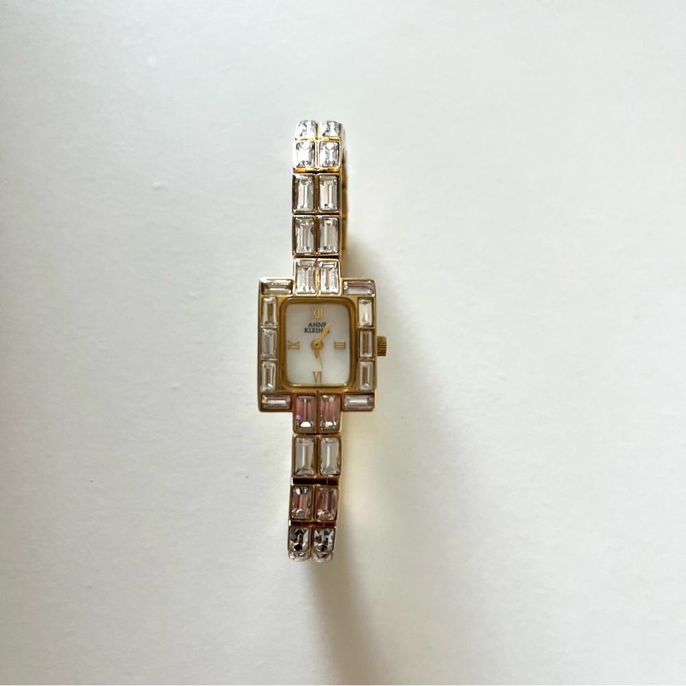 Anne Klein Gold Tone Crystal Analog Watch